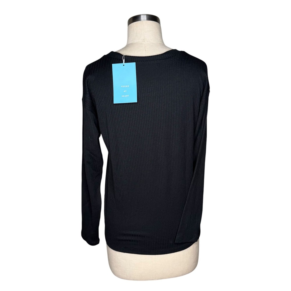 SONNET JAMES Top Black Ribbed Long Sleeve Women's Size Small NEW Soft Knit - Picture 3 of 6